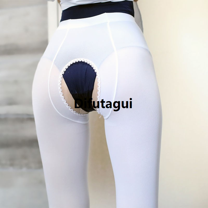 Difutagui Lingerie Crotchless Tights Women 120D Velvet Spring Autumn Portable Pantyhose Opening Crotch Female Stretchy Slim Stockings