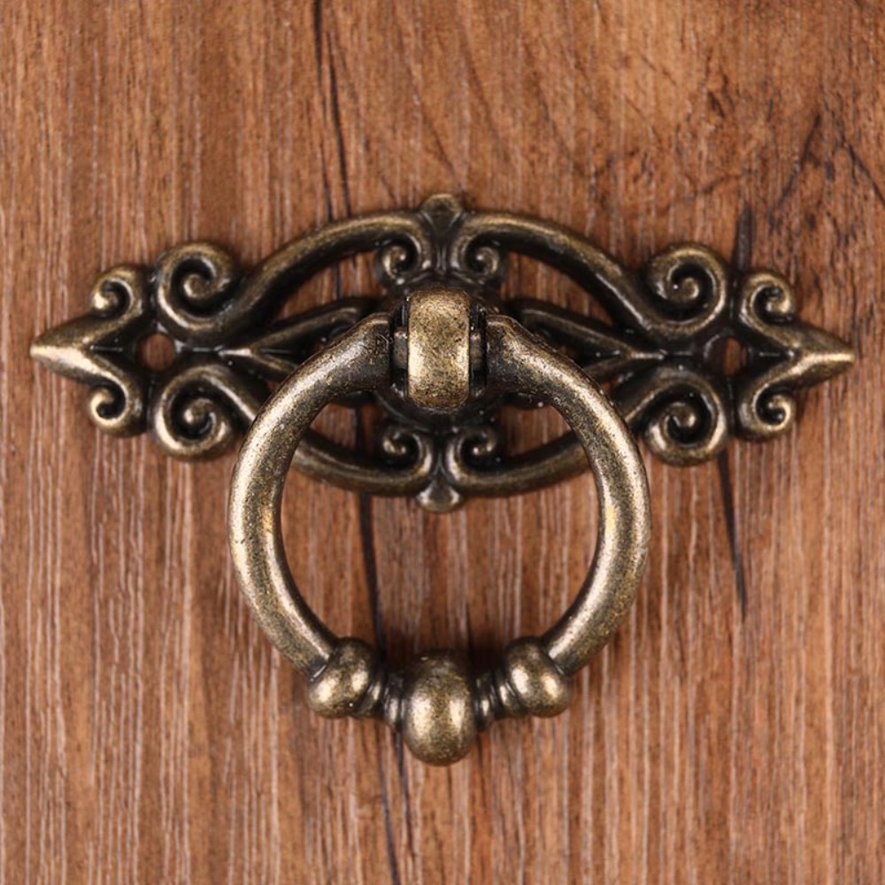 2PCS Vintage Round Ring Furniture Door Pull Handle Alloy Cabinet Dresser Drawer Knobs Handle