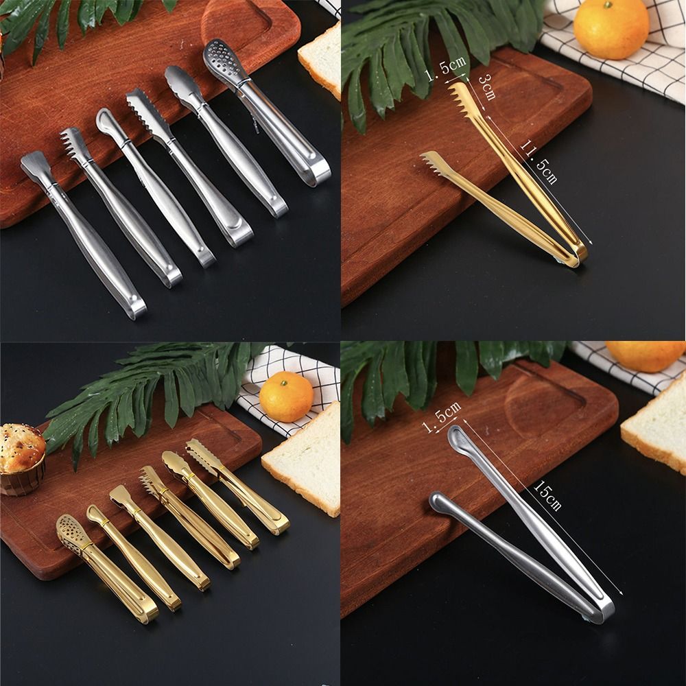 Durable Stainless Steel Food Clip Non-stick Gold/Silver Grill Meat Clip BBQ Tongs Kitchen Accessories Food Cooking Clamp