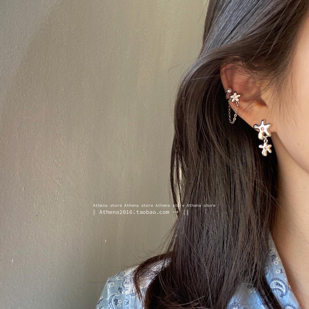 【Hottest Trends】925 silver fresh girl unique flower earrings female sweet love earrings new design niche earrings ear clip