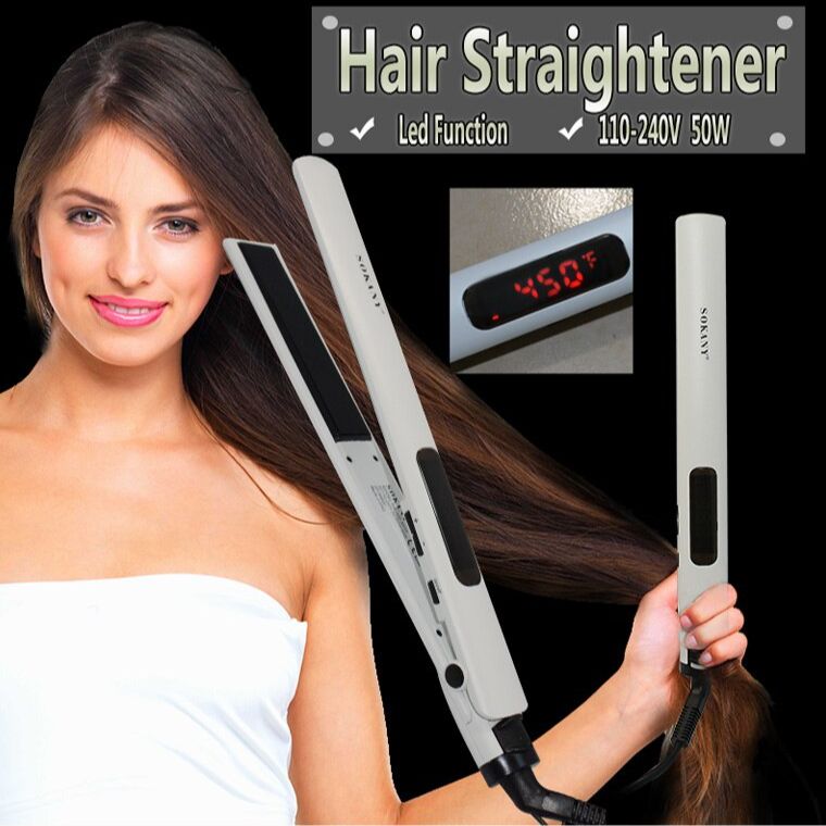 Sokany HS950 Professional LED Hair Straightener Electric Wet Dry Straightening Ceramic Flat Iron Hair Styling Tool Tourmaline Adjustable Temperature