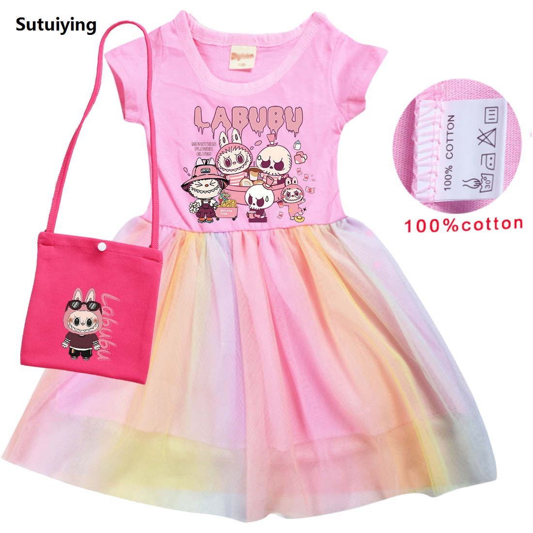Sutuiying Labubu s ids Long Se Casual es and Small ag 2025 New aby s arty Sequin irthday ifts Vestidos