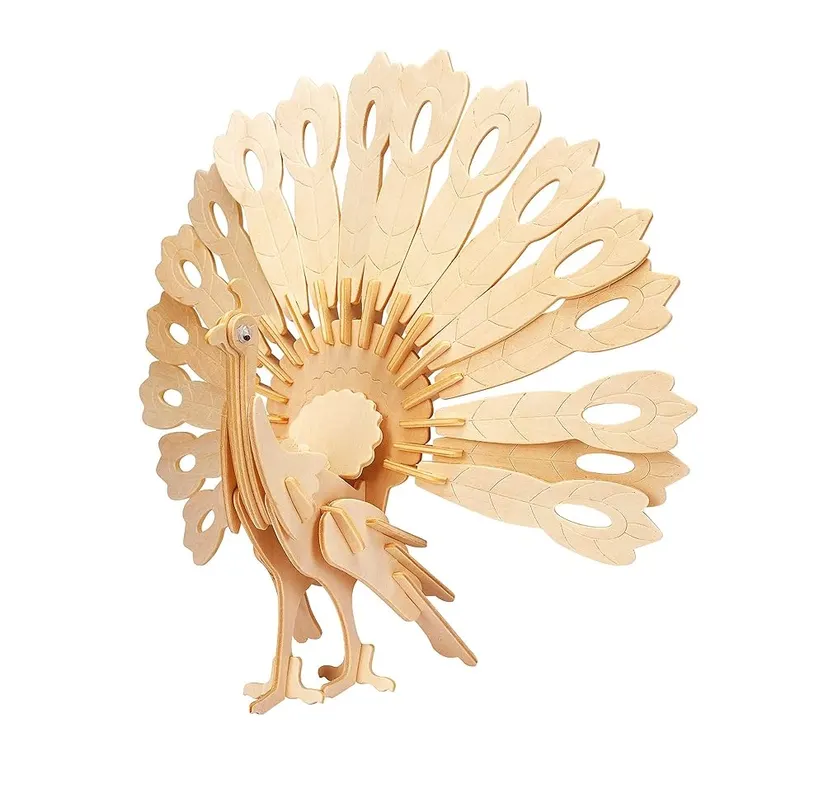 3D Wooden DIY Puzzle Peacock Model Educational Assembled Toy Gift For Kids