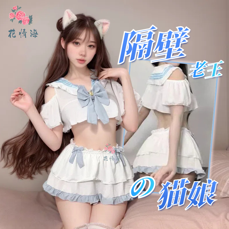 Flower love sea pure college style sexy jk student uniform suit pure desire pleated skirt sailor suit cute A502