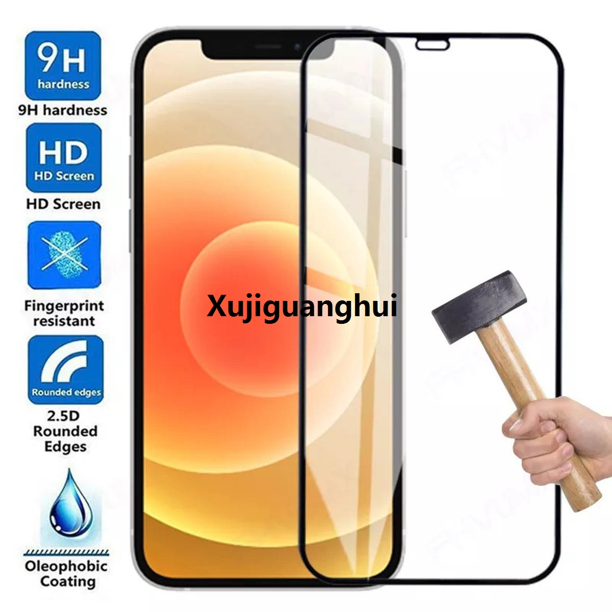 Xujiguanghui 9D / 11D / 21D Glass Screen Protector For iphone 12 pro max Full Cover Tempered Glass Protective Clear Glass Film Anti Scratch