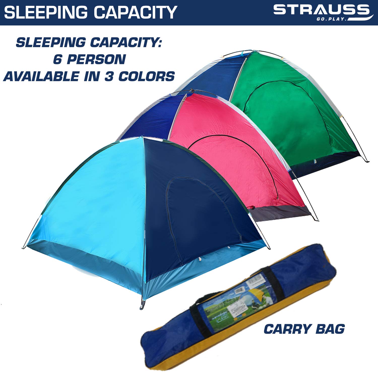 Strauss Portable Waterproof Camping Tent, Multicolor 6 Person