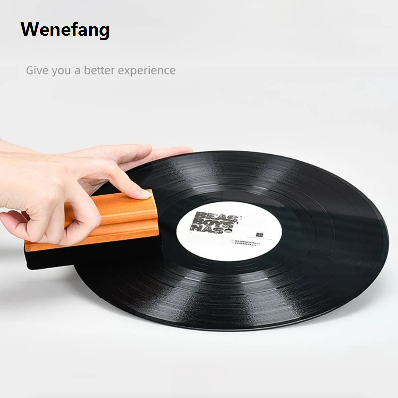 Wenefang LP Turntable Vinyl Record Cleaning Brush Anti-static Goat Hair Wood Handle Brush Cleaner for Cd Player Turntable Accessories