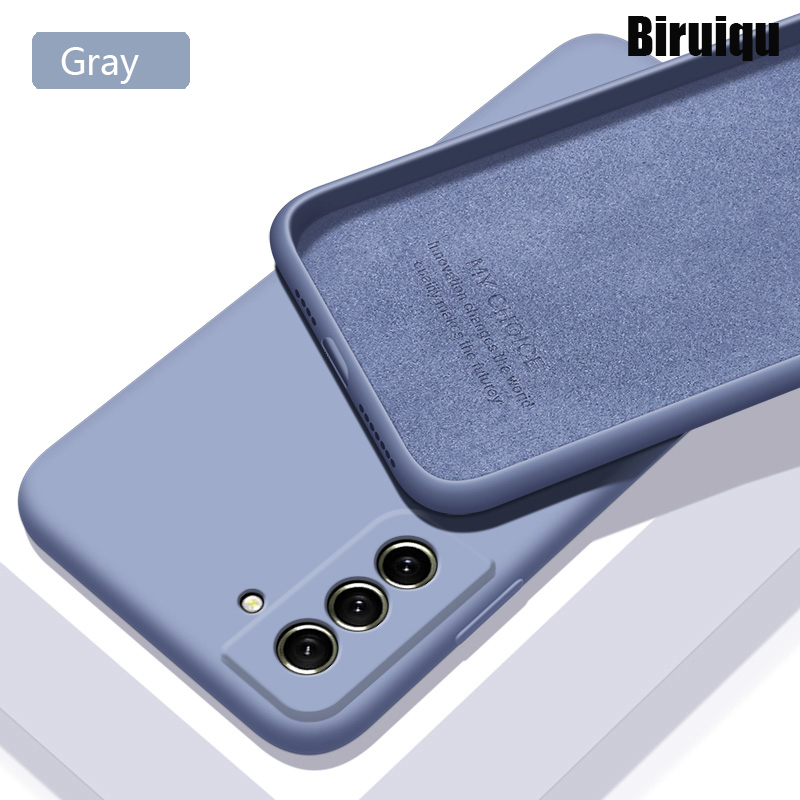 Biruiqu For Samsung Galaxy S21 FE Case Liquid Silicone Soft Gel Rubber Shockproof Cover