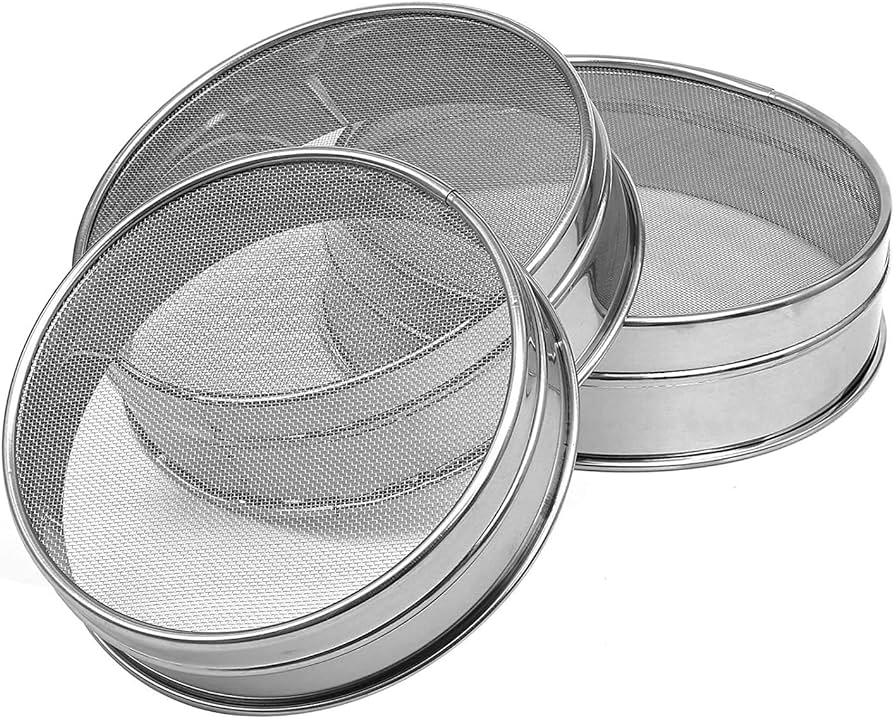 Stainless Steel Atta Chalni/Channi/Flour Sieve Set of 3 (Large,Medium,Small)