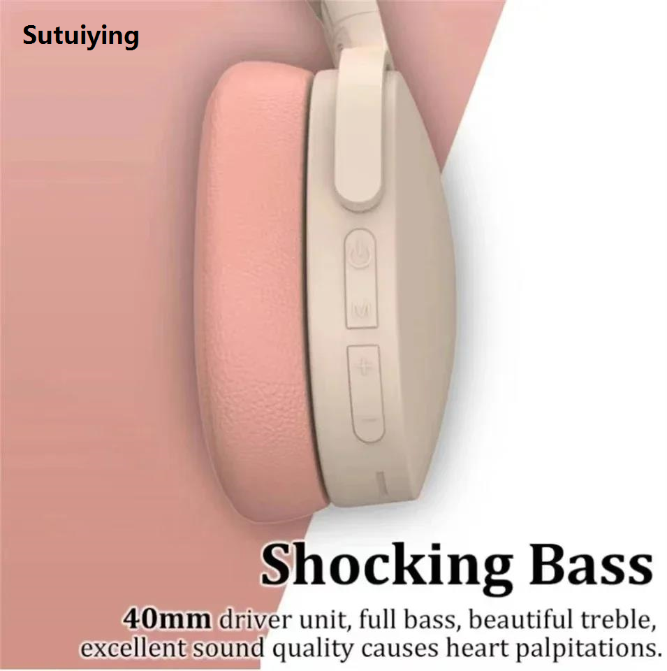 Sutuiying NEW Fashion Wireless Bluetooth Headphones Over Ear HIFI Stereo Headsets Fashion True Sports With Earphones TF/AUX Music Player with Mic