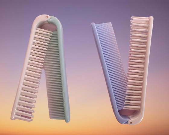Set of 2 Double Sided Portable Pocket Folding Hair Comb