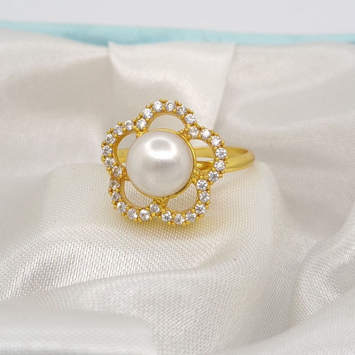 Gold Plated Adjustable Ring Free Size Ring For Women Gold Plated American Diamond Stone Studded Adjustable Flower Design Ring For Women | Elegant Gold Finish Floral Finger Ring | Stylish Adjustable AD Ring For Party, Bridal & Daily Wear | Premium Quality