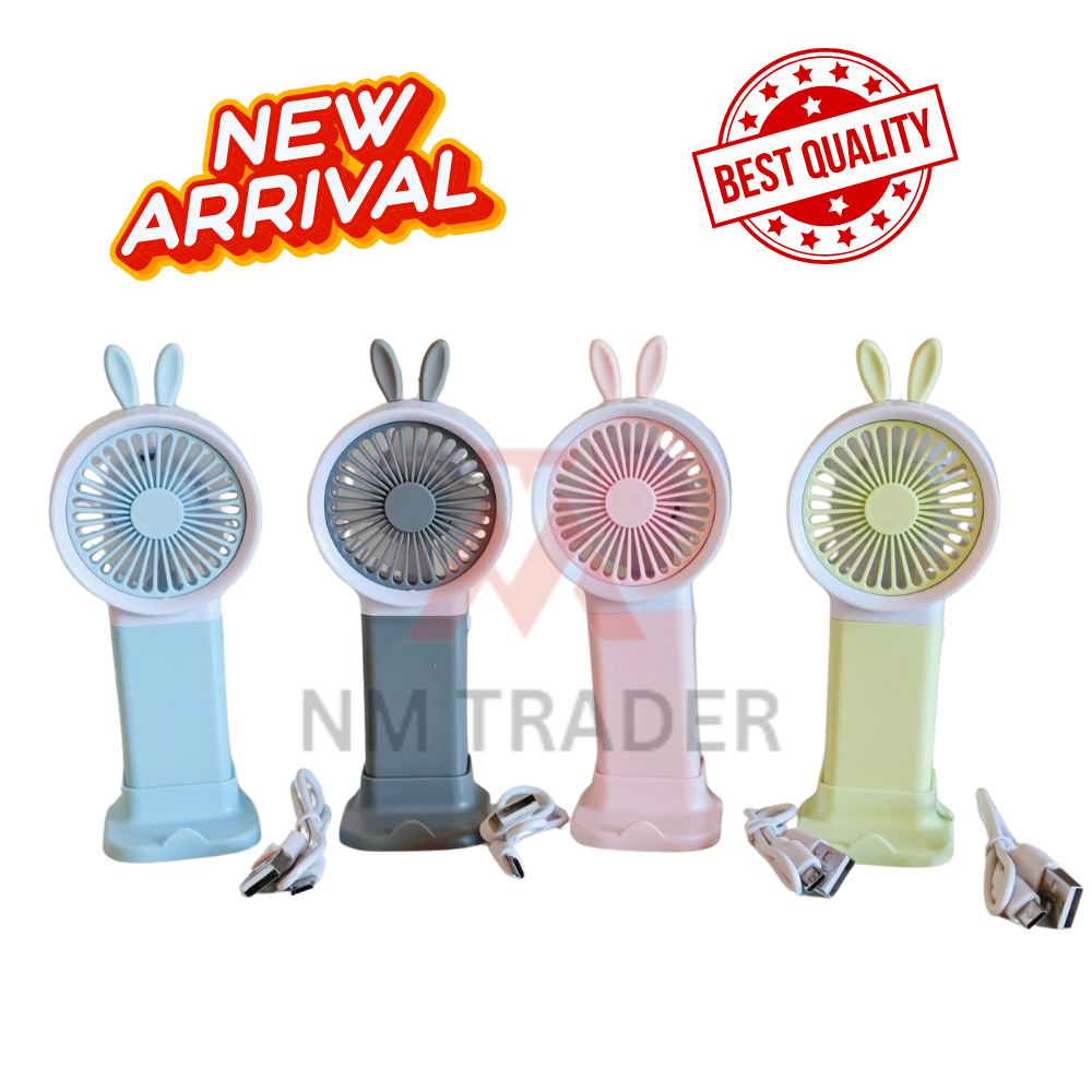 Fan - Cute Korean Design Pocket Fan | Rechargeable Fan | Mini Portable Handheld Fan | Best Quality | Hot & Summer | USB Charge port | New Trending | 1 speed option |