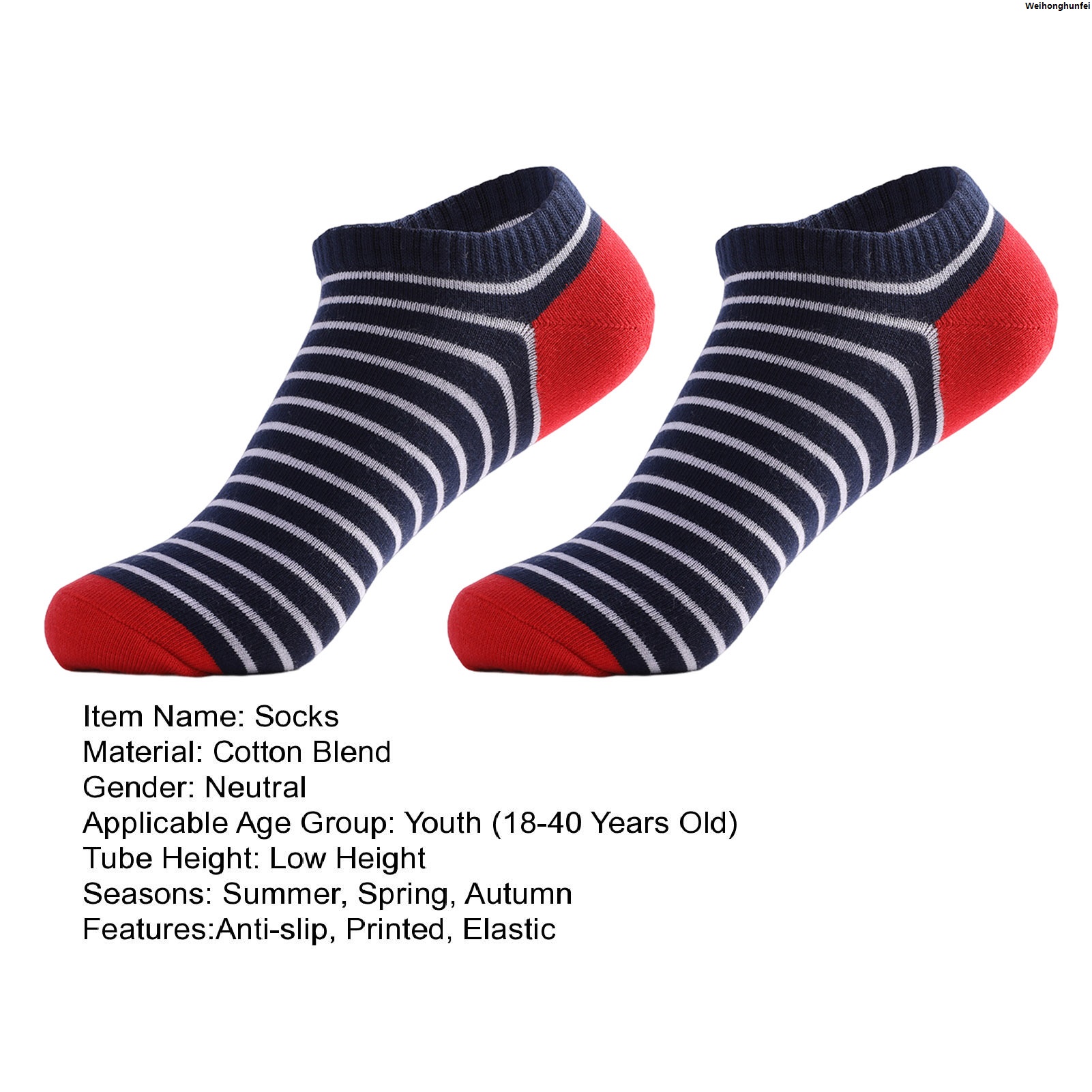 WeihonghunfeiSales promotion Sweat has sports wear design prints, high elasticity non-slip summer universal men's and women's color block socks, men's low top sports socks are sweat-absorbing, very suitable for daily activities, and various colors are ava