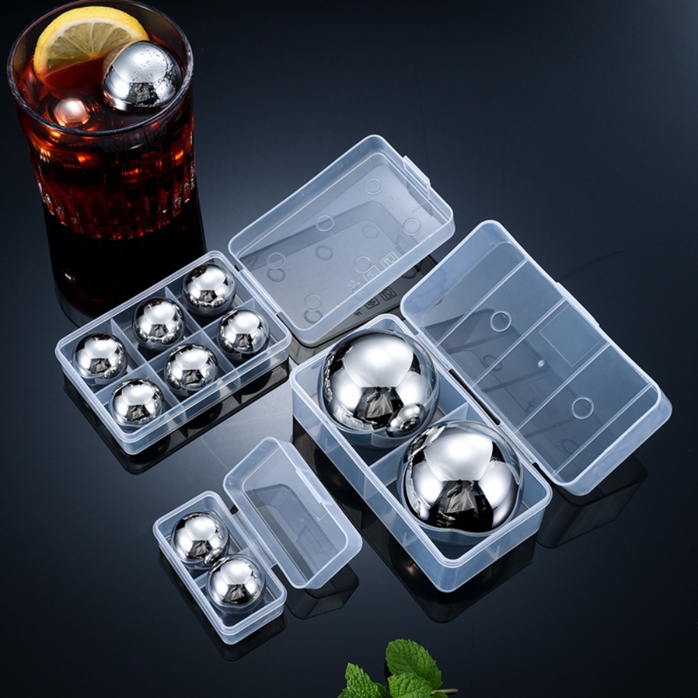 Hot Sale 304 Stainless Steel Ice Cubes 25mm Food Grade Round Ice Hockey Puck Sphere Reusable Metal Ice Ball Bar Utensils