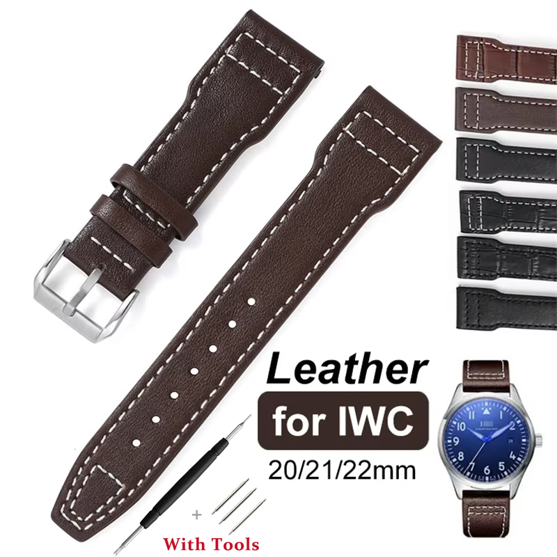 20mm 21mm 22mm Genuine Leather Watch Strap for IWC Pilot Portugieser Portofino Watch Band Bracelet Watch Accessory