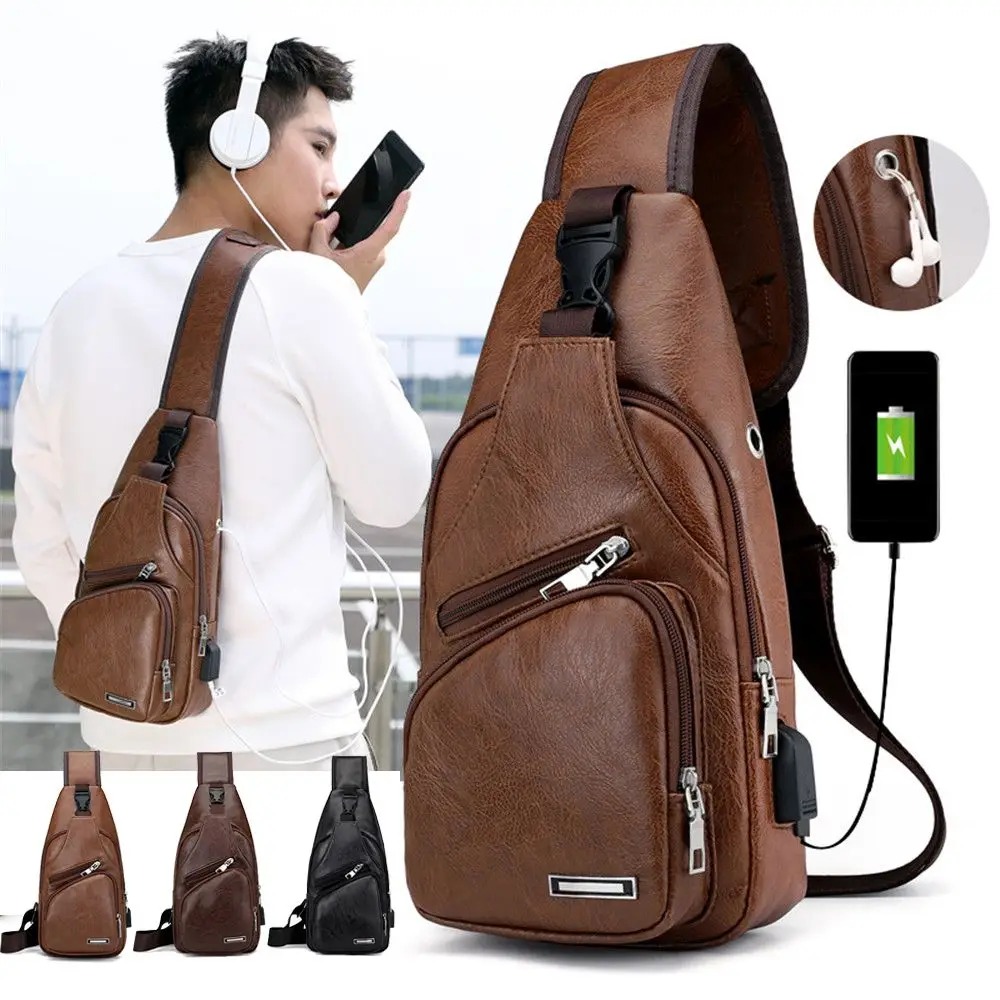 Vylon Men Chest Bag Large Capacity Chest Pack Casual Sling Bag Sports Male Shoulder Bag Outdoor Crossbody Bag side bag