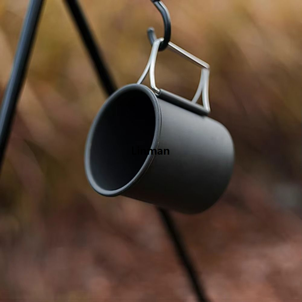 Linman Portable Aluminum Alloy Camping Water Cup Black Silver 300Luxury ml Coffee Tea Mug Ultralight Camping Tool Drinkware Camping