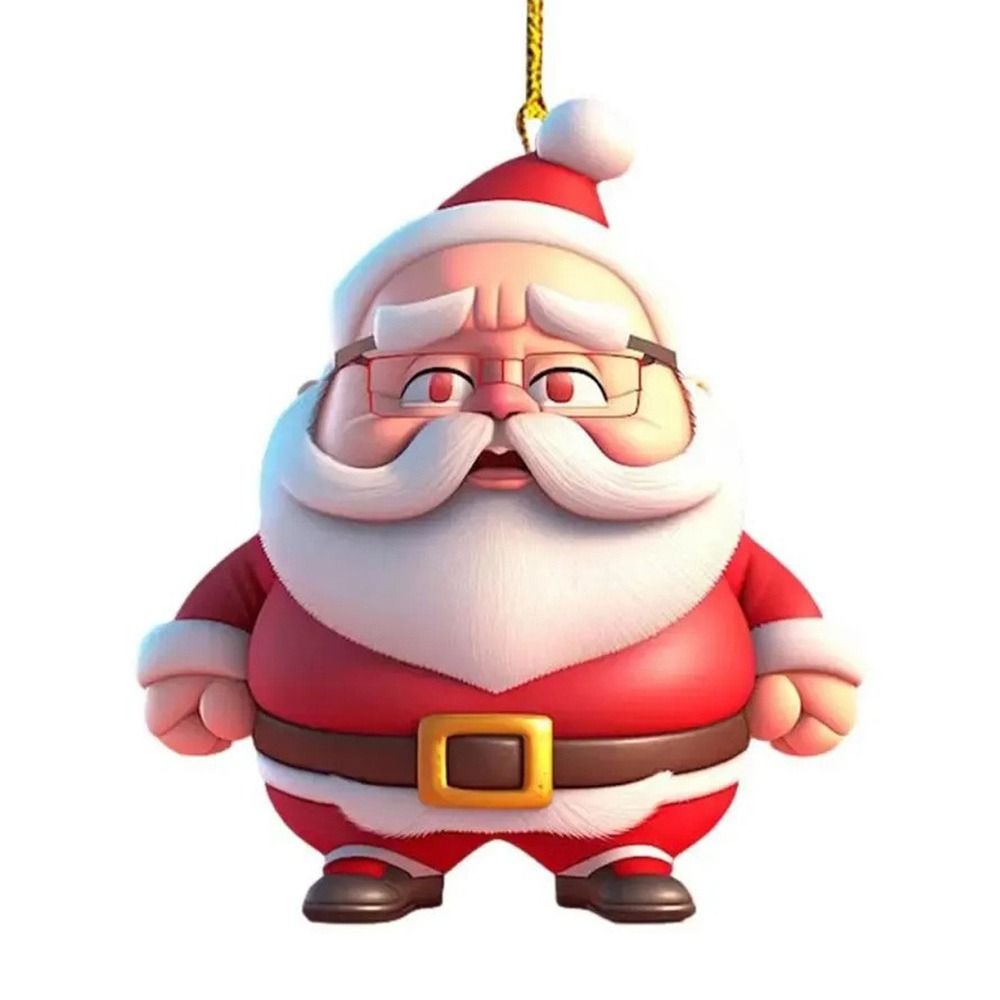 Creative Multicolor Christmas Decorations Acrylic Christmas Tree Embellishment Cartoon Santa Clause Funny Cute Hanging Pendants