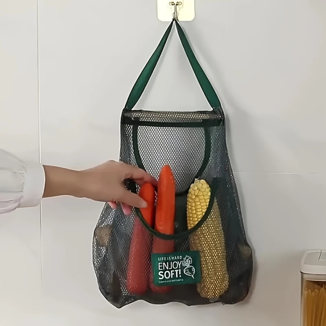 1 Piece Wall Mounted Multi-Functional Kitchen Storage Net Bag Organizer