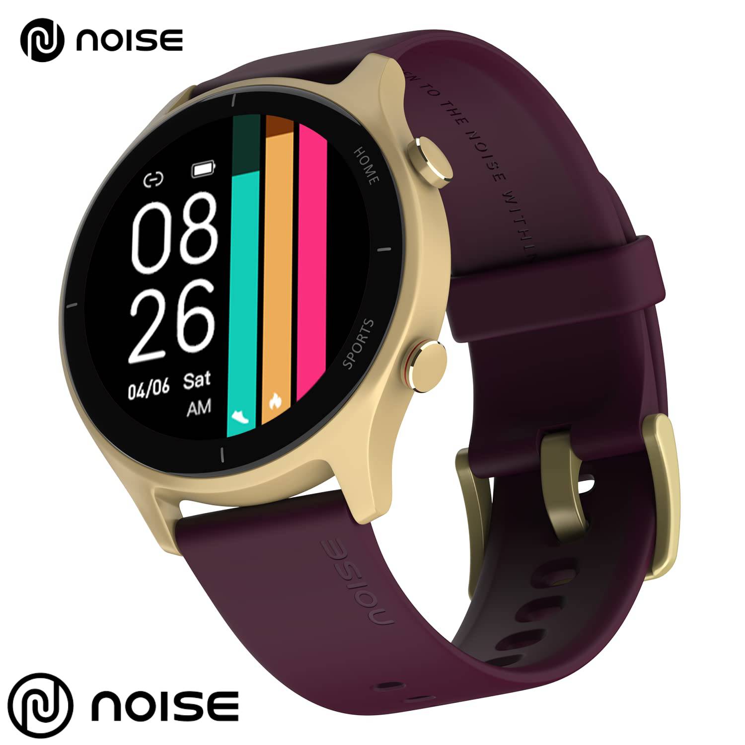 Noise Twist Bluetooth Calling Smart Watch with 1.38" TFT Biggest Display, Up-to 7 Days Battery, 100+ Watch Faces, IP68, Heart Rate Monitor, Sleep Tracking (Gold Wine)