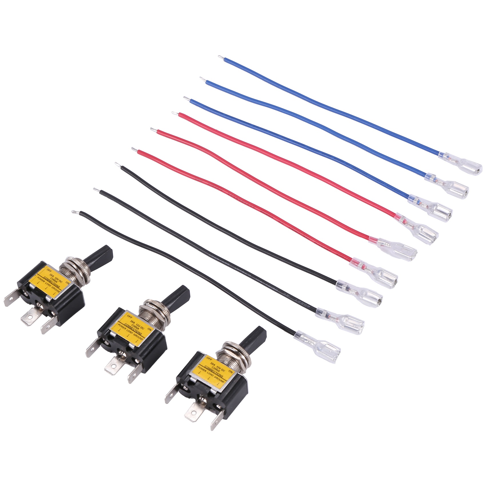 FORIDE 3PCS ON Off Rocker Lighted Toggle Switch 30A 12V DC SPST 2 Position 3 Pin Blue LED Light Wired for Car Boat Automotive