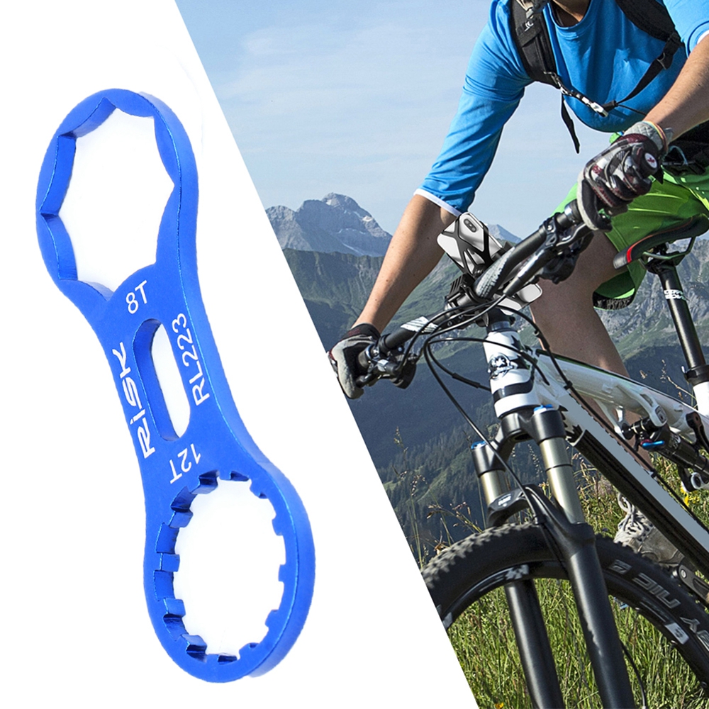Blue MTB Bicycle Accessories Repair Tool 8T 12T Wrench Shock Absorber Bike Front Fork