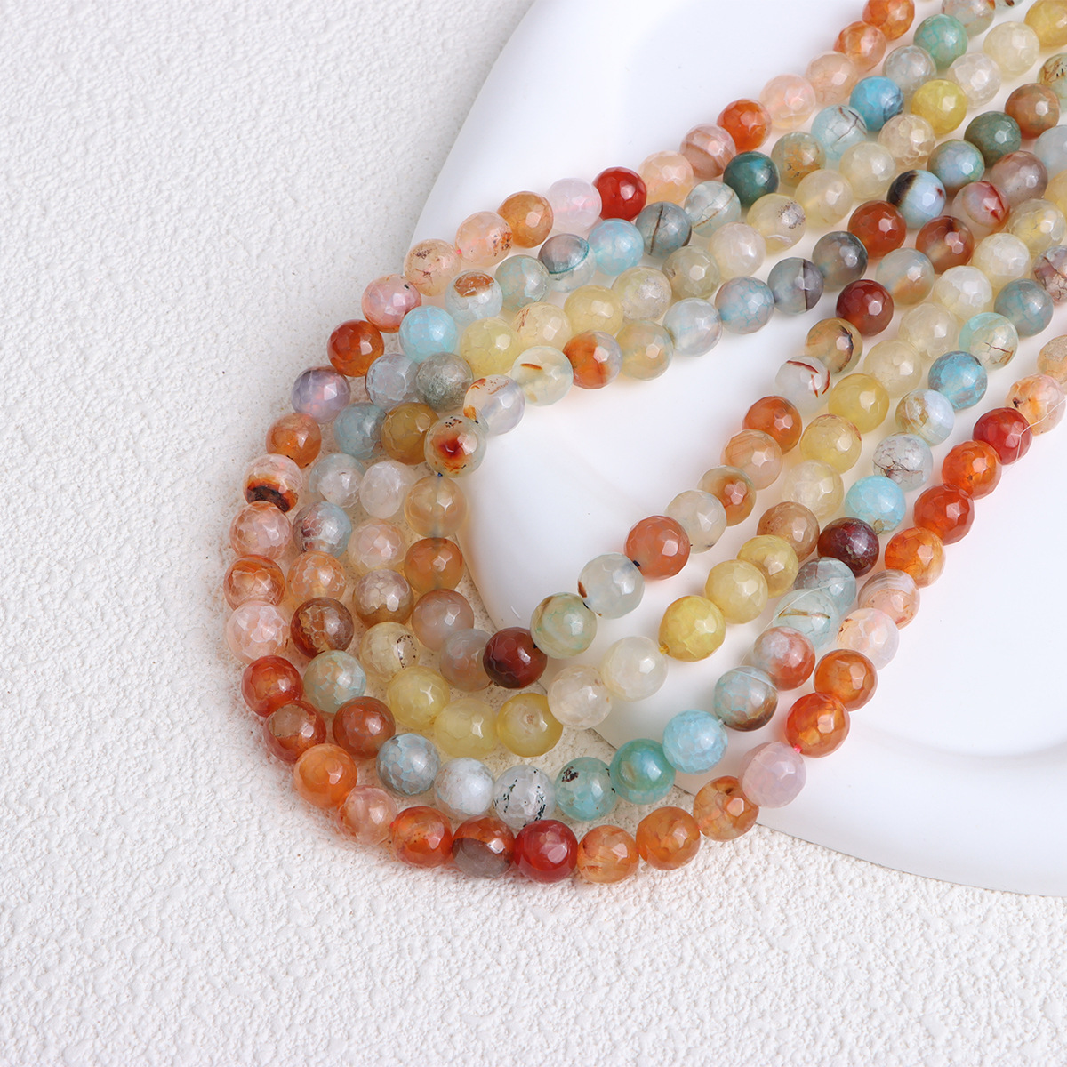 【Mega Sale】Natural Agate Beaded Niche Mixed Color Natural Stone Clavicle Chain High-grade Round Bead Necklace