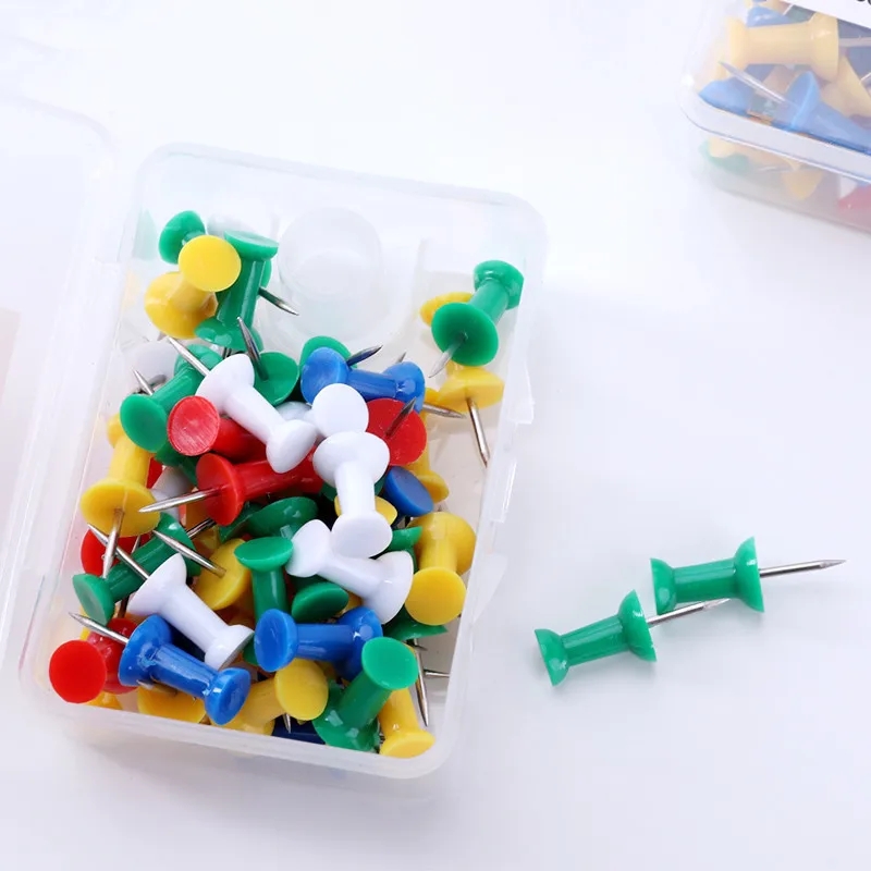 35 Pieces Push Pin With Plastic Heads And Steel Points Thumb Tacks For Map Cork Notice Board Multicoloured
