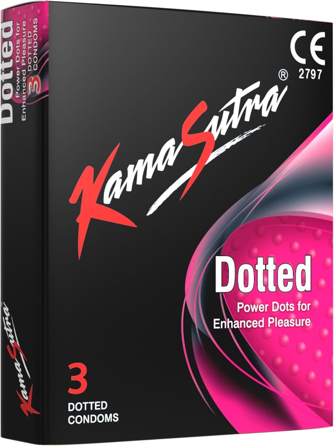 Dotted Condom for Men | Power Dots Ensure Extra Stimulation and Intense Orgasms | Combo Pack of 3