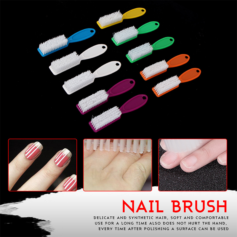 HOT 1Pc Professional Nail Brushes Soft Remove Dust Cleaner Handheld Plastic Nail Brush Manicure Pedicure Scrubbing Cleaning Tools