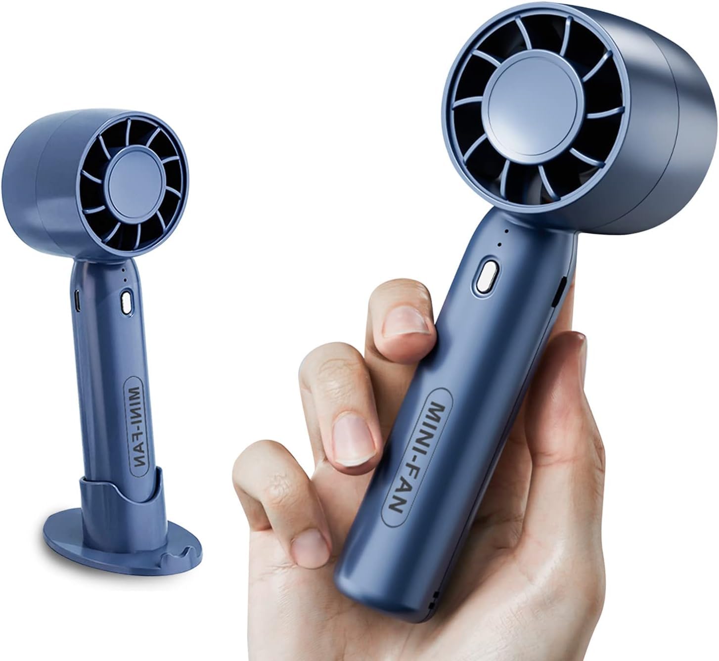 Portable Mini Handheld Fan USB Rechargeable 5 Feathers Large Airflow 3 Levels With Stand - T10 Model (Fan Body Colour May Vary)