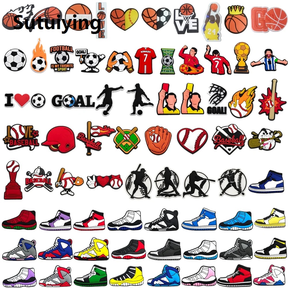Sutuiying door stopper rubber Various Balls Shoe Charm Softball Clogs Pins Buckle Accessories Basketball PVC Garden Football Shoes Decorations Croc Charm jibz