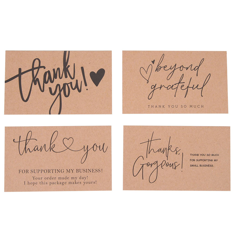 NAMUNY 120 Pcs Exquisite Kraft Paper Thank You Cards ,for Small Business Appreciation Card Gift Decoration Cards