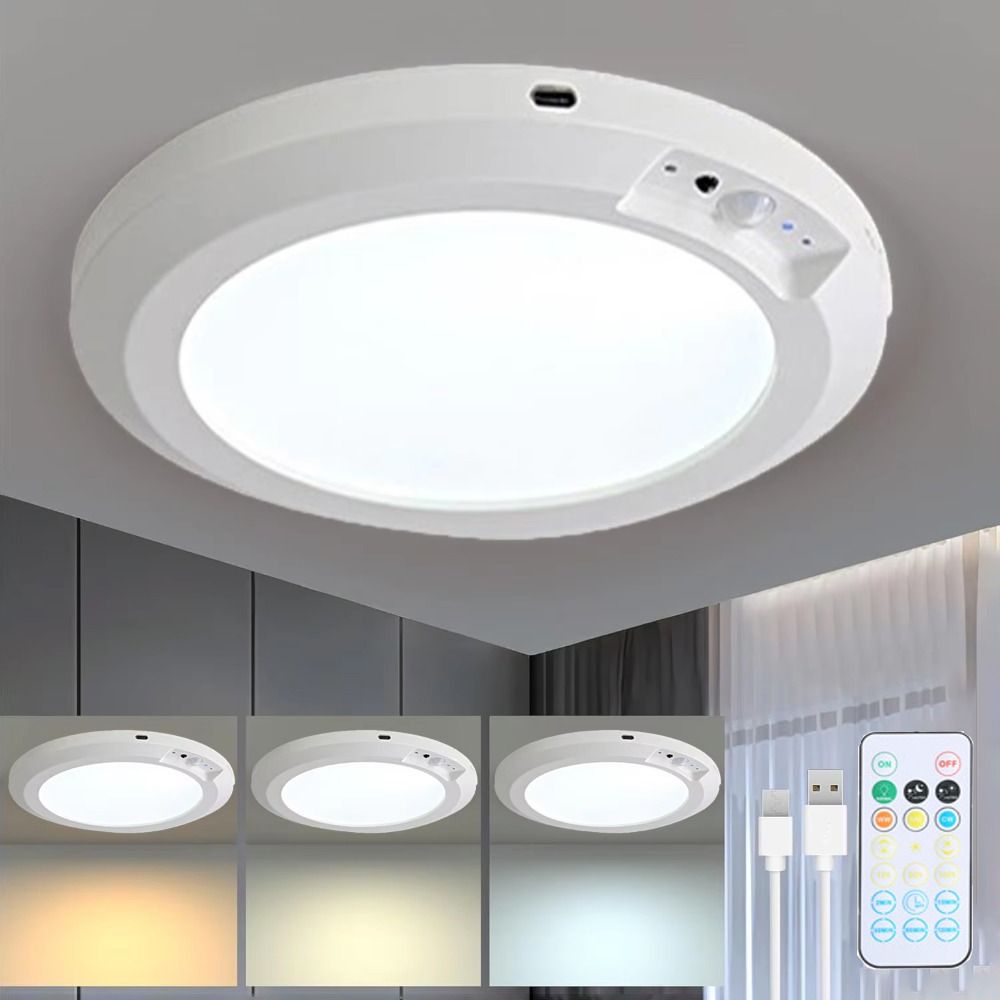 Practical Round Motion Sensor Lights 3 Color Motion Activated Ceiling Light with Remote Control Dimmable LED Closet Lamp Balcony