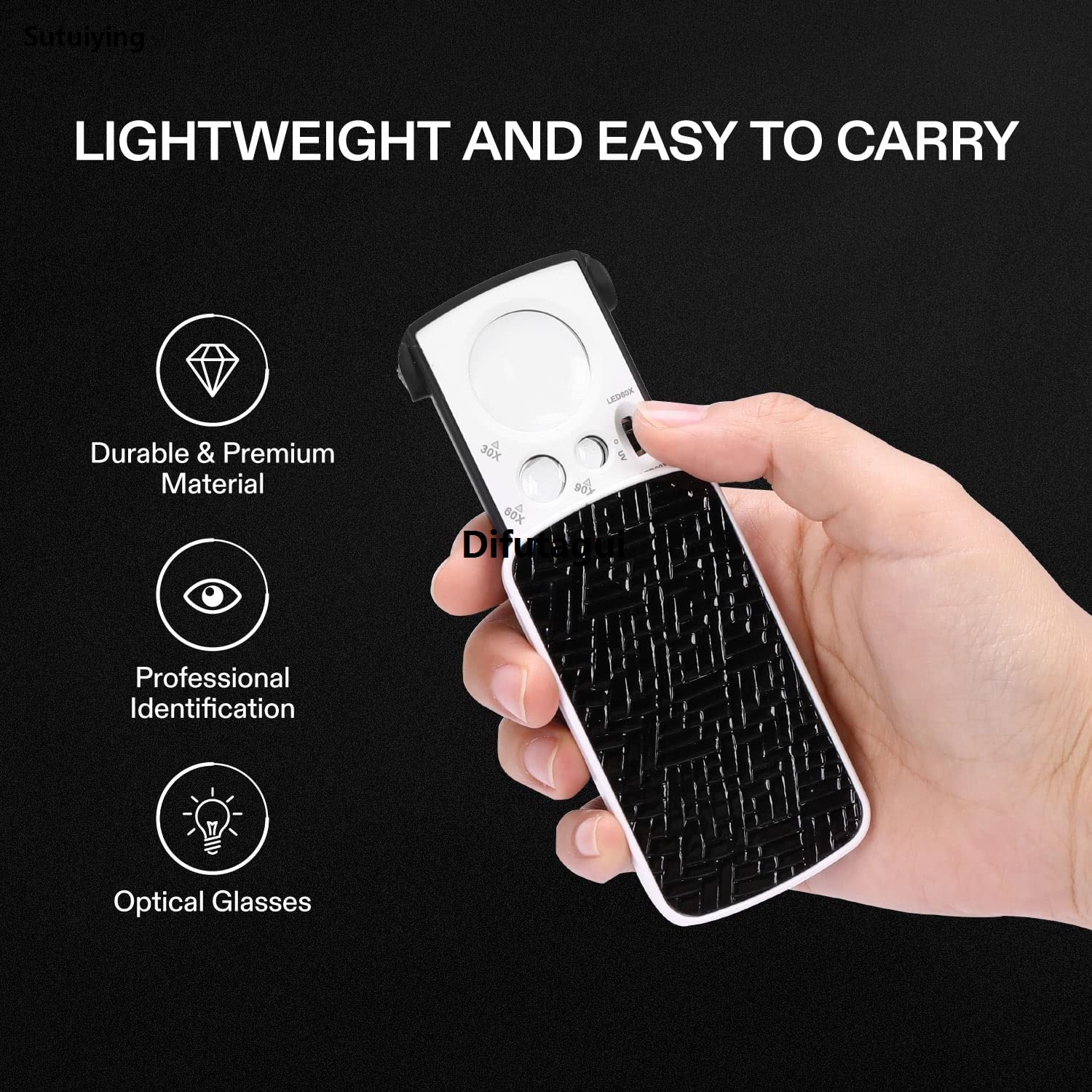 Difutagui 30X 60X 90X Jewelry Loupe Magnifier with LED UV Light Slide-Out Luxury 2025 New Pocket Magnifying Glass Optical Lens For Diamonds Coins Stamps
