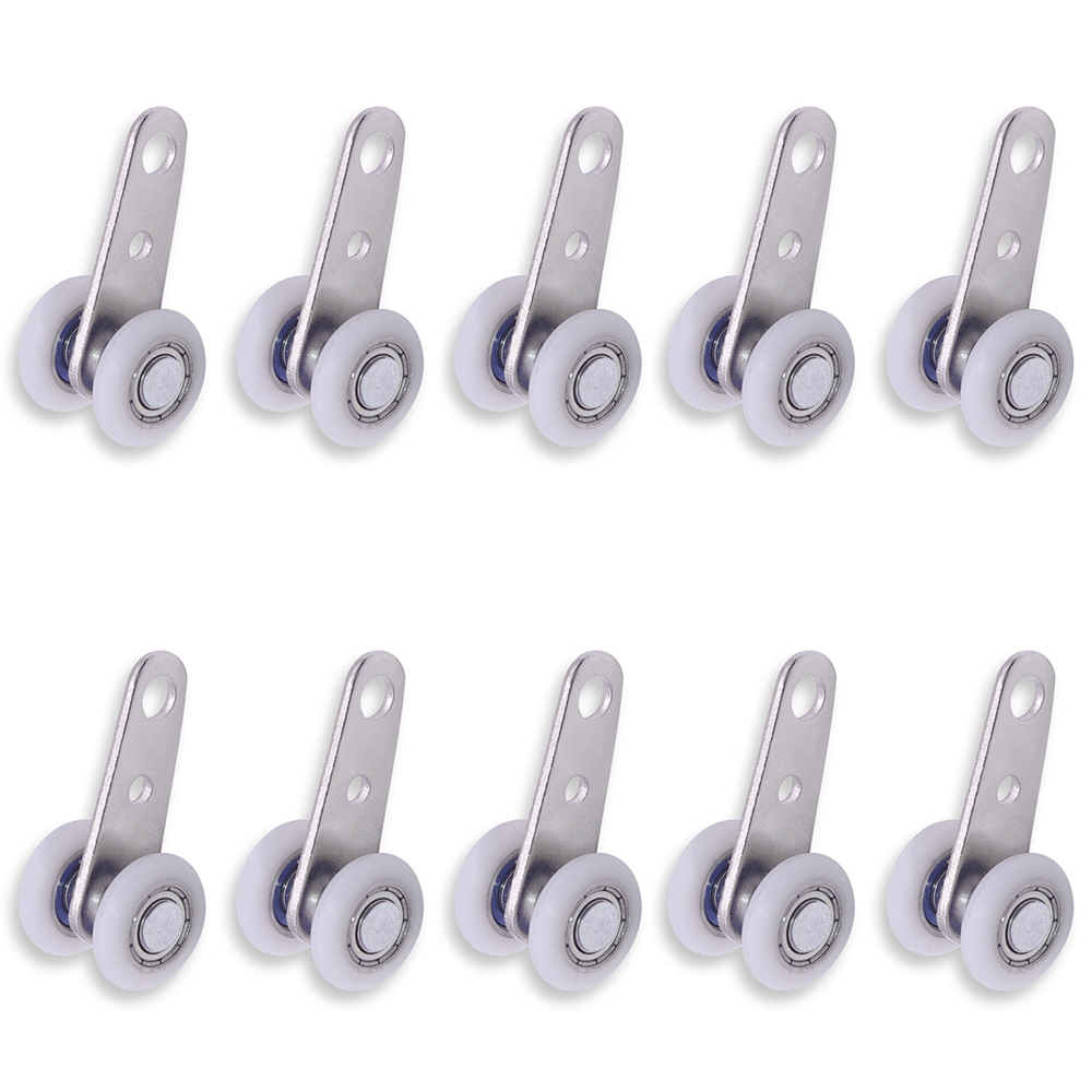 NAMUNY Pack of 10 45X19 mm Metal Bearing Pulley Blocks with 2 Plastic Wheels for Cabinet Sliding Doors