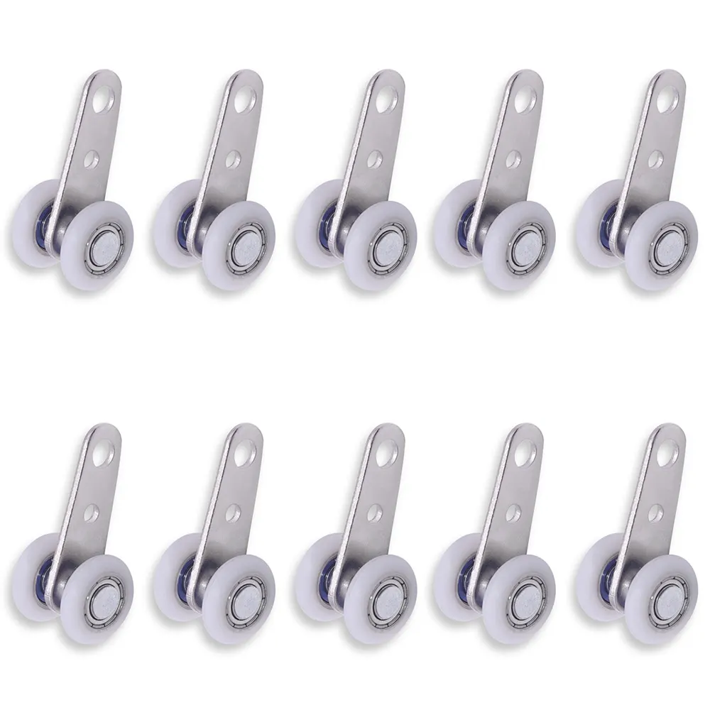 NAMUNY Pack of 10 45X19 mm Metal Bearing Pulley Blocks with 2 Plastic Wheels for Cabinet Sliding Doors - image 1
