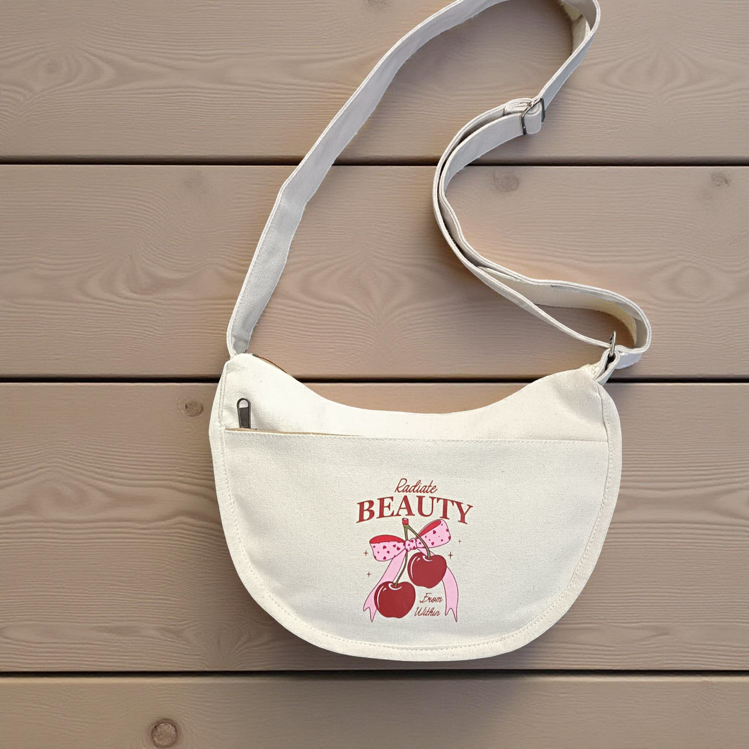 New Elegant Premium Cotton Canvas Women Cross body Bag with 4 Zip Chain Pocket & Inspirational Premium Dtf Printed Design