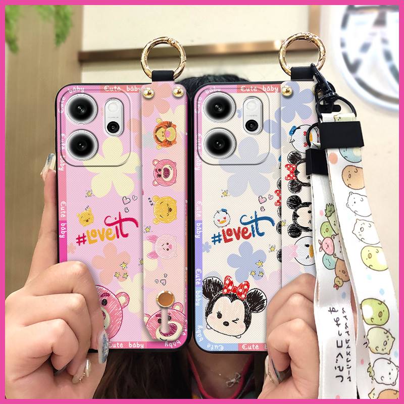 Cute Protective Phone Case For Samsung Galaxy F14 5G/SM-E146B Back Cover Lanyard Shockproof Anti-dust Cartoon Ring