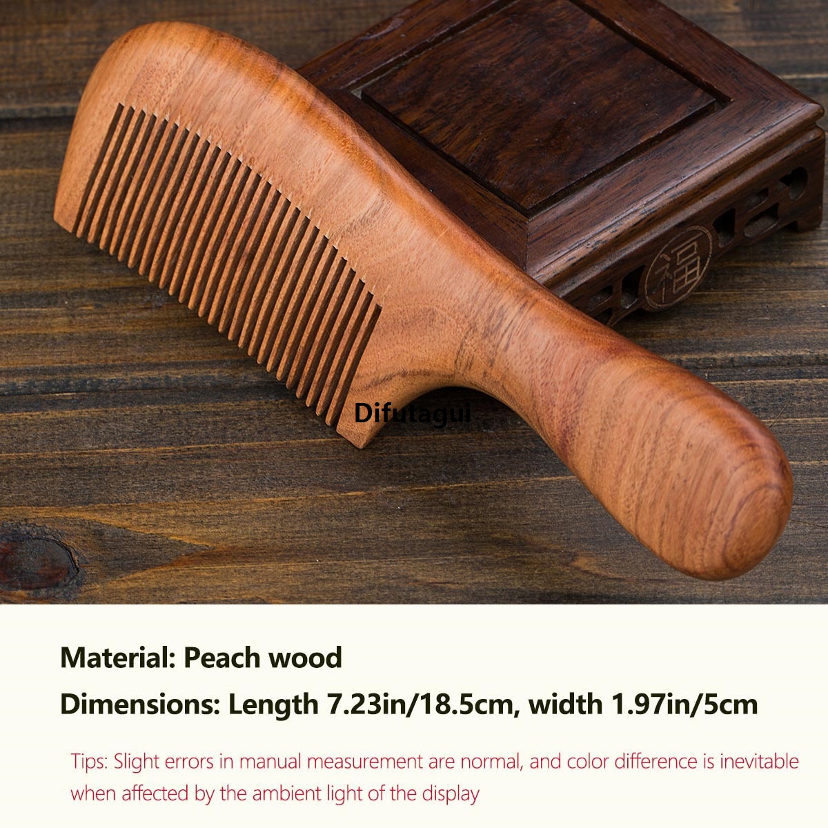 Difutagui Natural Peach Wood Comb Close Teeth Anti-Static Special Head Massage Hair HealthTools