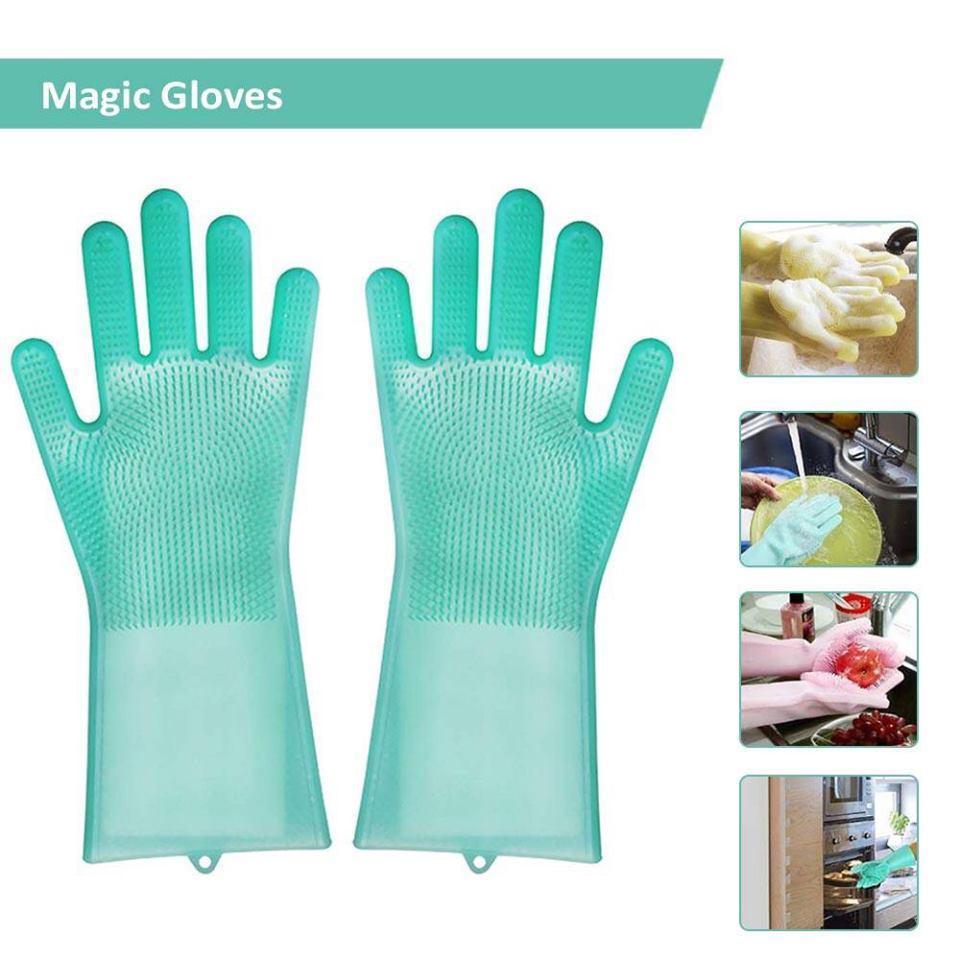 1 Pair Gloves Kitchen Silicone Cleaning Gloves Magic Silicone Dish Washing Glove