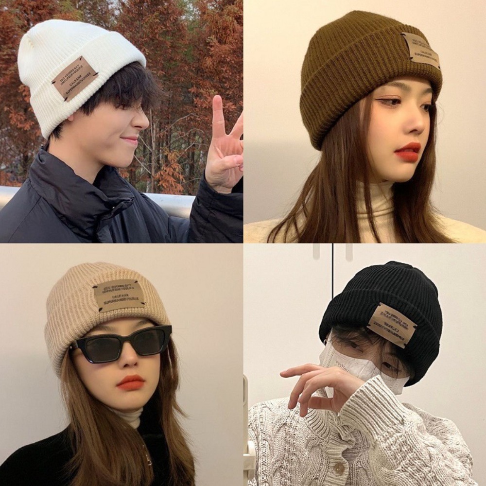Cute Letters Embroidered Warm Thick Hats Revealing Face Small Breathable Knitted Hats Sun Protection Retro Guapi Hats Outdoor