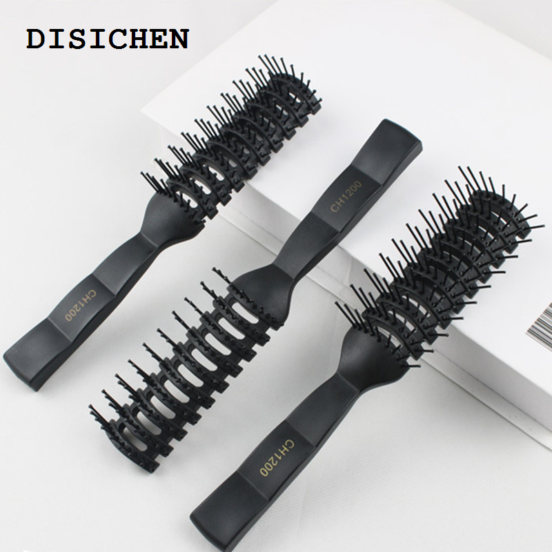 DISICHEN 2025 Men's Black Plastic Ribbed Comb Fluffy Large Back Comb Salon Hairdressing Brush Men's Styling Oil Hair Curly Massage Hairbrush
