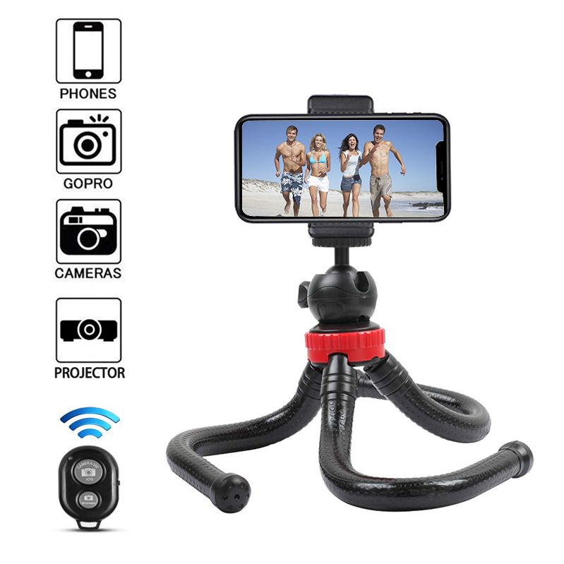 Phone Tripods, Flexible Tripods and Portable Adjustable Tripod with Wireless Remote, Compatible with iPhone/Android Phones, Mini Camera Tripod Stand for Cell Phone DSLR GoPro