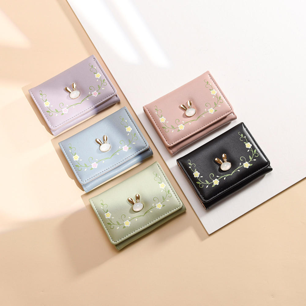 【2025 Version】 Everyday items, gift clips, student cartoon card bags, wallets, ladies compact wallets, cute trifold bunny multi-slots, cartoon bunny trifold wallets, accessories, money, casual use, carrying