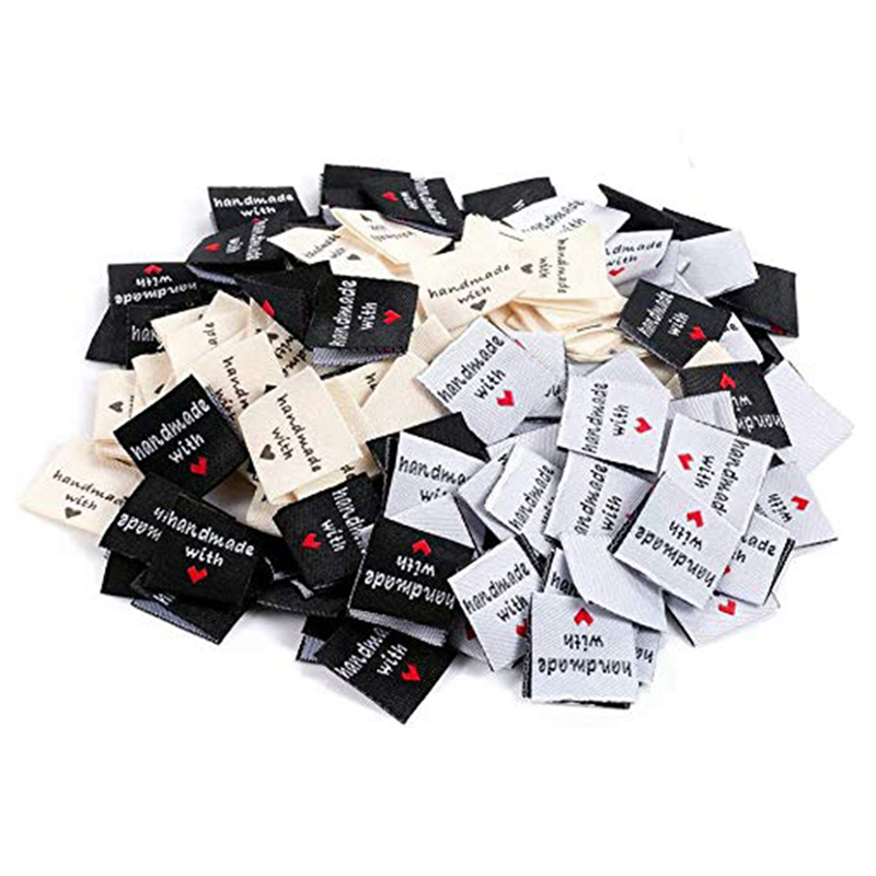 fasdaga 300 Pcs Handmade Sew-on Woven Clothing Labels Sewing Crafting Fabric Tags for Clothes Dolls Hats Shoes Sewing Crafts DIY