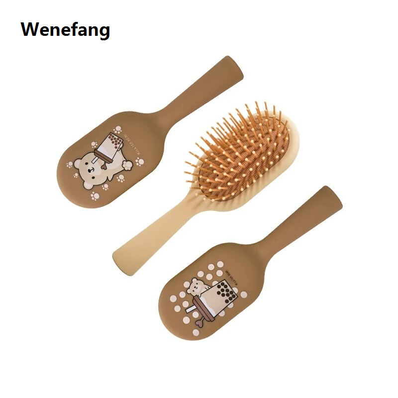 Wenefang Milk Tea Bear Hairdressing Comb Detangling Tangled Teasing Brush 2025 For Hair Comb Pro Hair Brush Professional Hairdressing Tools