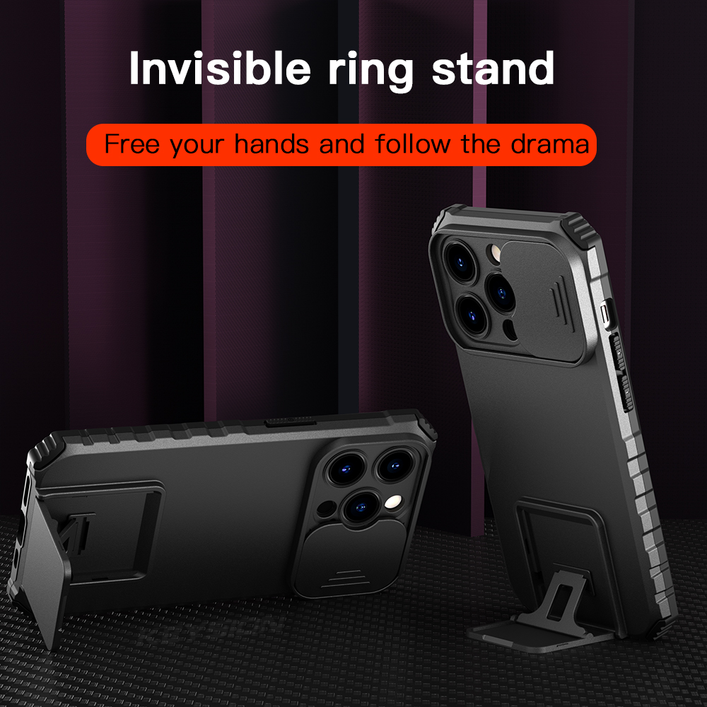 NEW Totoro Hot Selling KEYSION Shockproof Case for iPhone 14 Pro Max 14Plus 13 12 Push Pull Camera Protection Live Stand Phone Cover for iPhone SE 2022