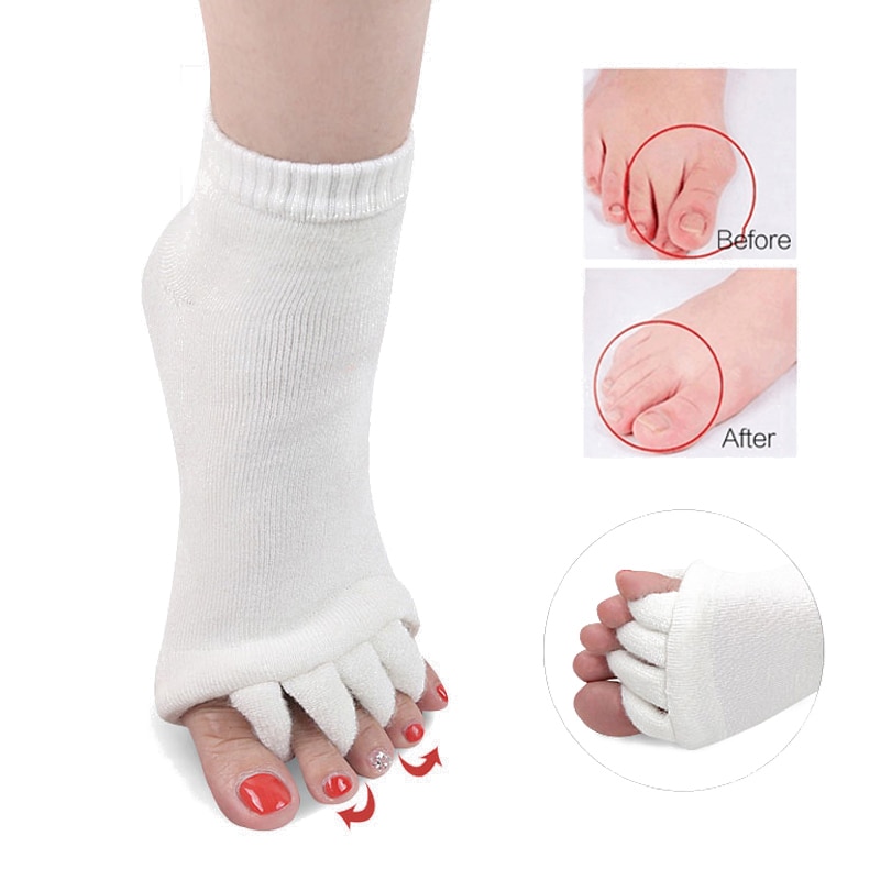 HOT 1pair Five Toe Socks Fingers Toe Separator Foot Alignment Pain Relief Massage Socks for Woman Braces Supports High Quality